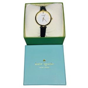 Kate Spade | Women | Holland White Dial Black Leather Scalloped Strap Watch